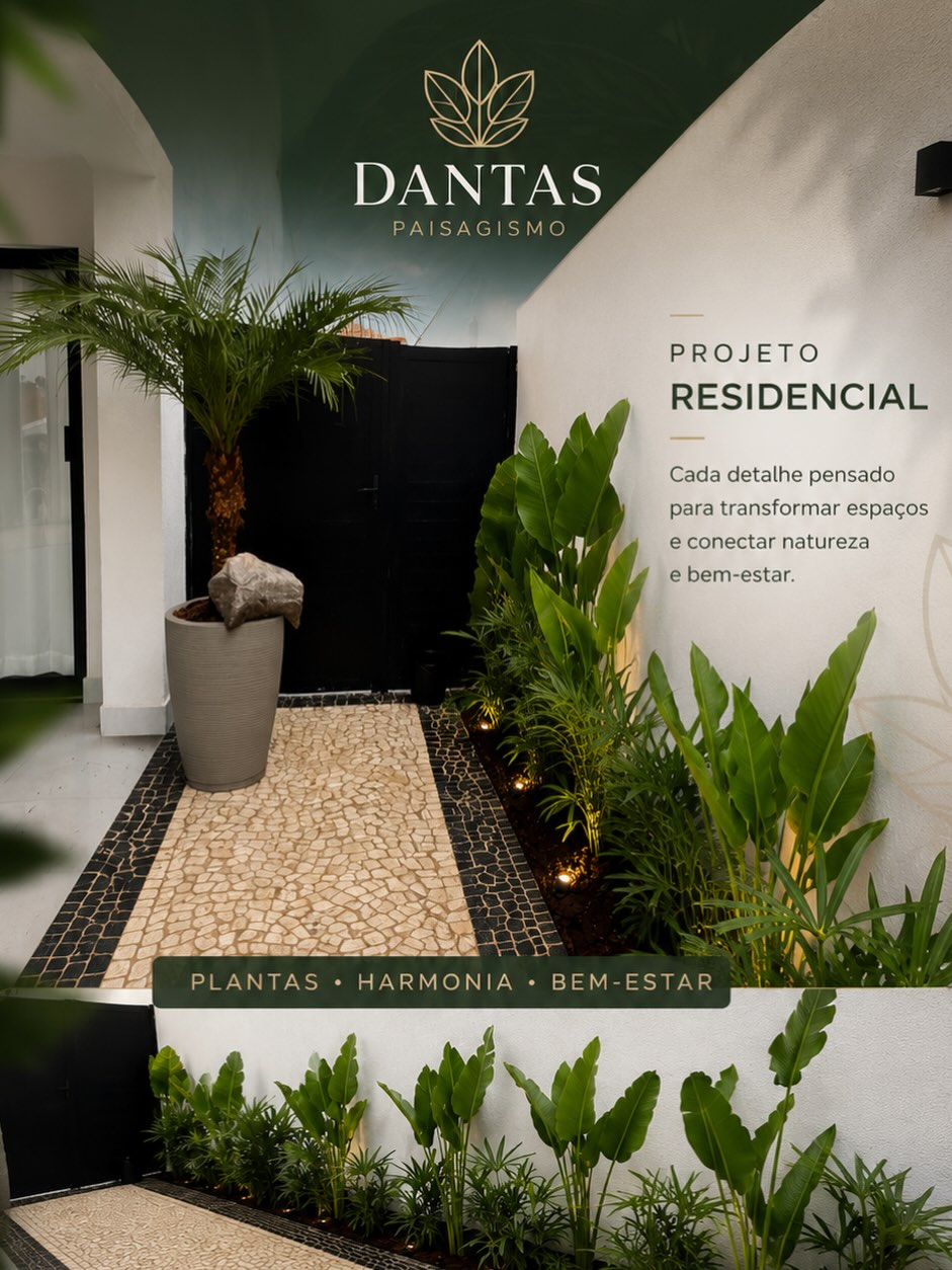 Publicação da Dantas com jardim residencial de filodendros e helicônias em Campinas